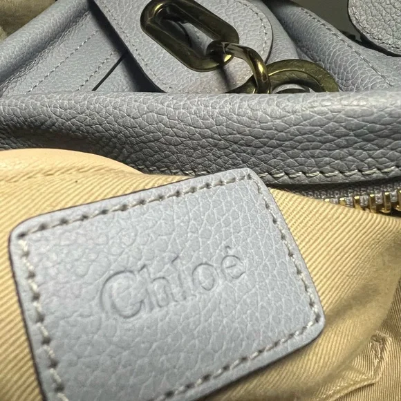 NWOT Chloé Medium Leather Satchel | Cashmere Gray with brass trim- Authentic - Picture 2 of 11